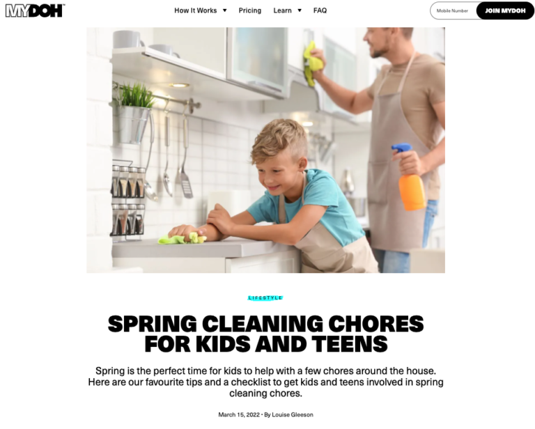 MyDoh - SPRING CLEANING CHORES FOR KIDS AND TEENS - Judy Rickey - Clutter Relief Services